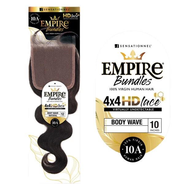 Sensationnel EMPIRE BUNDLES 4×4 HD CLOSURE BODY WAVE 12" 1 Sensationnel EMPIRE BUNDLES 4×4 HD CLOSURE BODY WAVE 12"