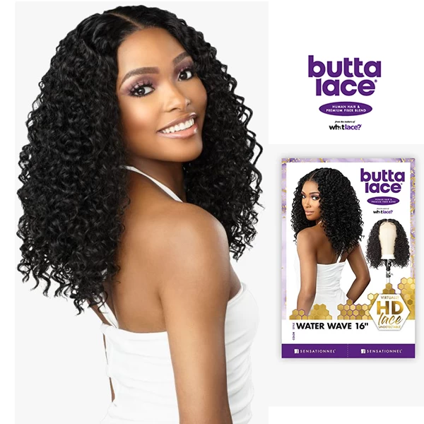 SENSATIONNEL BUTTA LACE HUMAN HAIR BLEND WIG (HH MIXED)- WATER WAVE 16" 1 SENSATIONNEL BUTTA LACE HUMAN HAIR BLEND WIG (HH MIXED)- WATER WAVE 16"