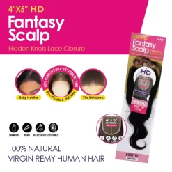 Janet Collection 100% Natural Virgin - 4X5 HD FANTASY SCALP CLOSURE-BODY