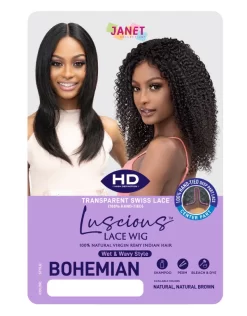 Janet Collection LUSCIOUS WET N WAVY LACE WIG - BOHEMIAN -Cheap Wig Shop LUSCIOUS HD WET N WAVY LACE BOHEMIAN WIG pkg