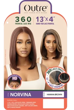 OUTRE 100% HUMAN HAIR BLEND 360 FRONTAL LACE WIG - NORVINA -Cheap Wig Shop PKG QLHBONOR Norvina HT