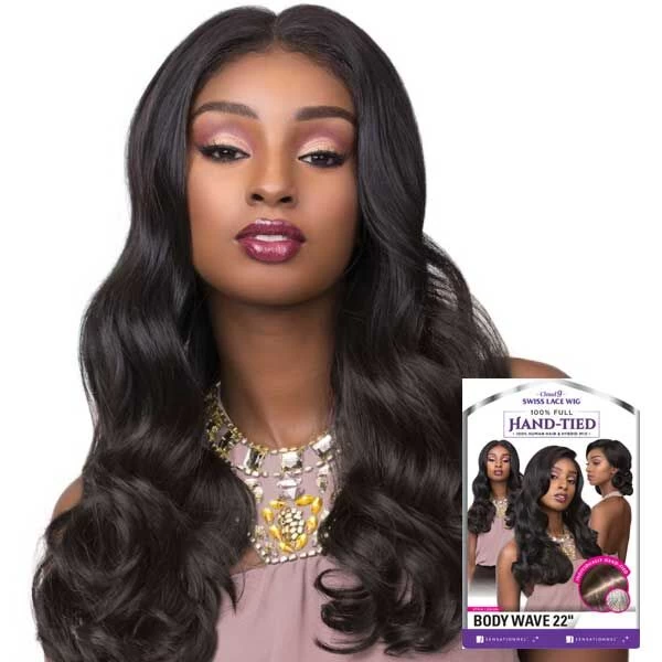 SENSATIONNEL CLOUD9 100% FULL HAND-TIED HUMAN HAIR SWISS LACE FRONT WIG -BODY WAVE 22" 1 SENSATIONNEL CLOUD9 100% FULL HAND-TIED HUMAN HAIR SWISS LACE FRONT WIG -BODY WAVE 22"