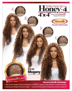VANESSA HONEY-4 BRAZILIAN HUMAN HAIR BLEND LACE FRONT WIG MOGANY -Cheap Wig Shop T4HB MOGANY 6 600x757 1