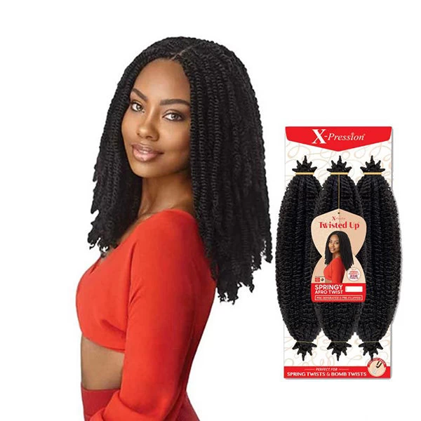 OUTRE X-PRESSION TWISTED UP CROCHET BRAID - SPRINGY AFRO TWIST 24" 1 OUTRE X-PRESSION TWISTED UP CROCHET BRAID - SPRINGY AFRO TWIST 24"